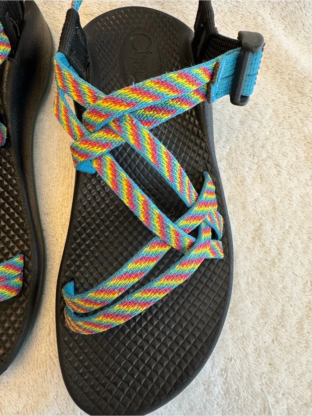 Chaco Kids ZX/1 EcoTread Rainbow Fiesta Blue Double Strap Hiking Sandals Size 2